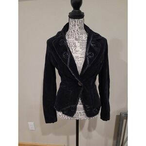 MurMur Y2K style Black Corduroy Blazer Jacket Women SZ S XS Gothic witchy vamp